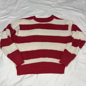 American Eagle Red and White Striped Sweater Size Small